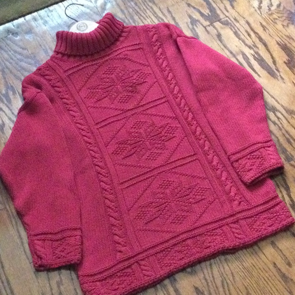 Laura Ashley Cherry colored  100% cotton  long sleeve sweater.